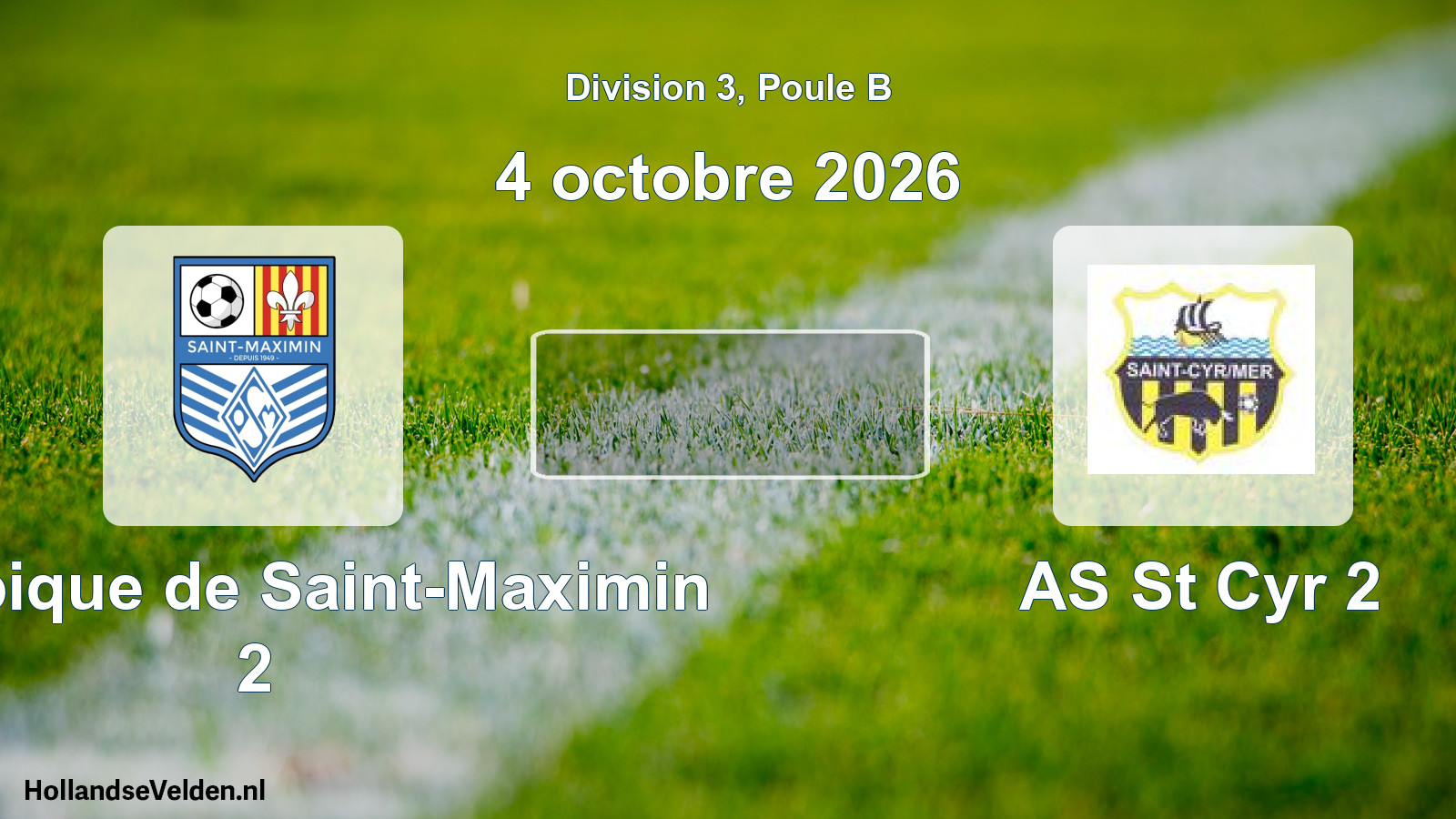 Match programmé: Olympique de Saint-Maximin 2 - AS St Cyr 2 (4 octobre 2026)