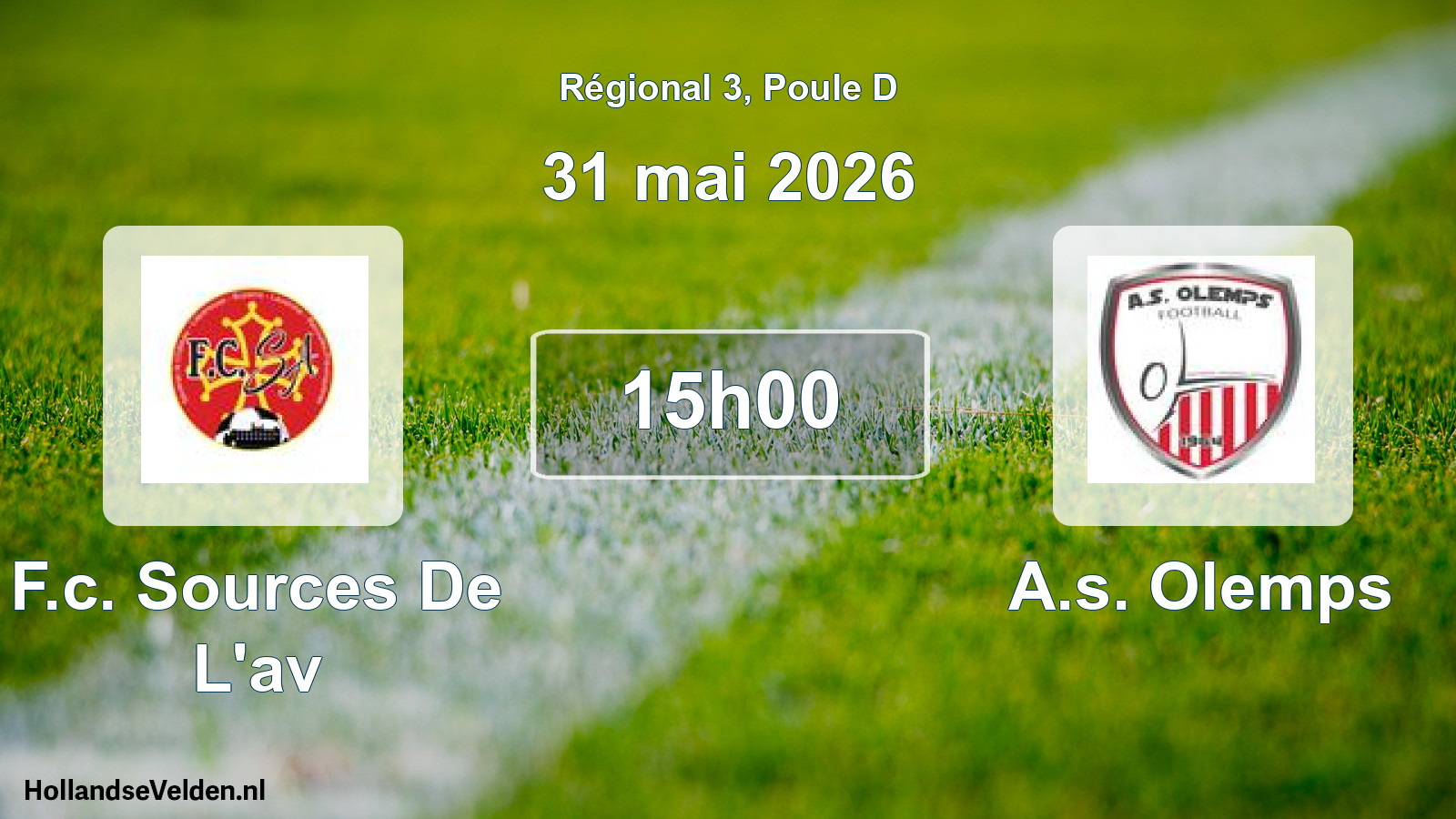 Geplande wedstrijd: F.c. Sources De L'av - A.s. Olemps (31 mei 2026)