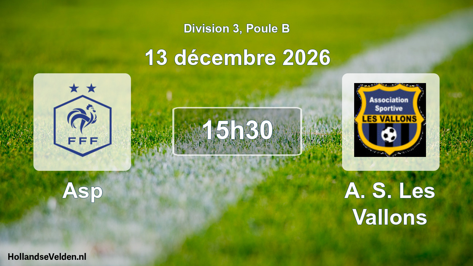 Geplande wedstrijd: Asp - A. S. Les Vallons (13 december 2026)