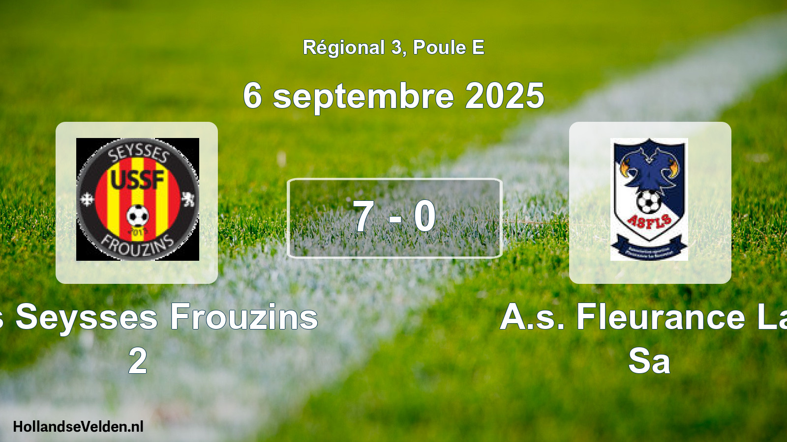 Gespeelde wedstrijd: Us Seysses Frouzins 2 - A.s. Fleurance La Sa 7 - 0 (6 september 2025)