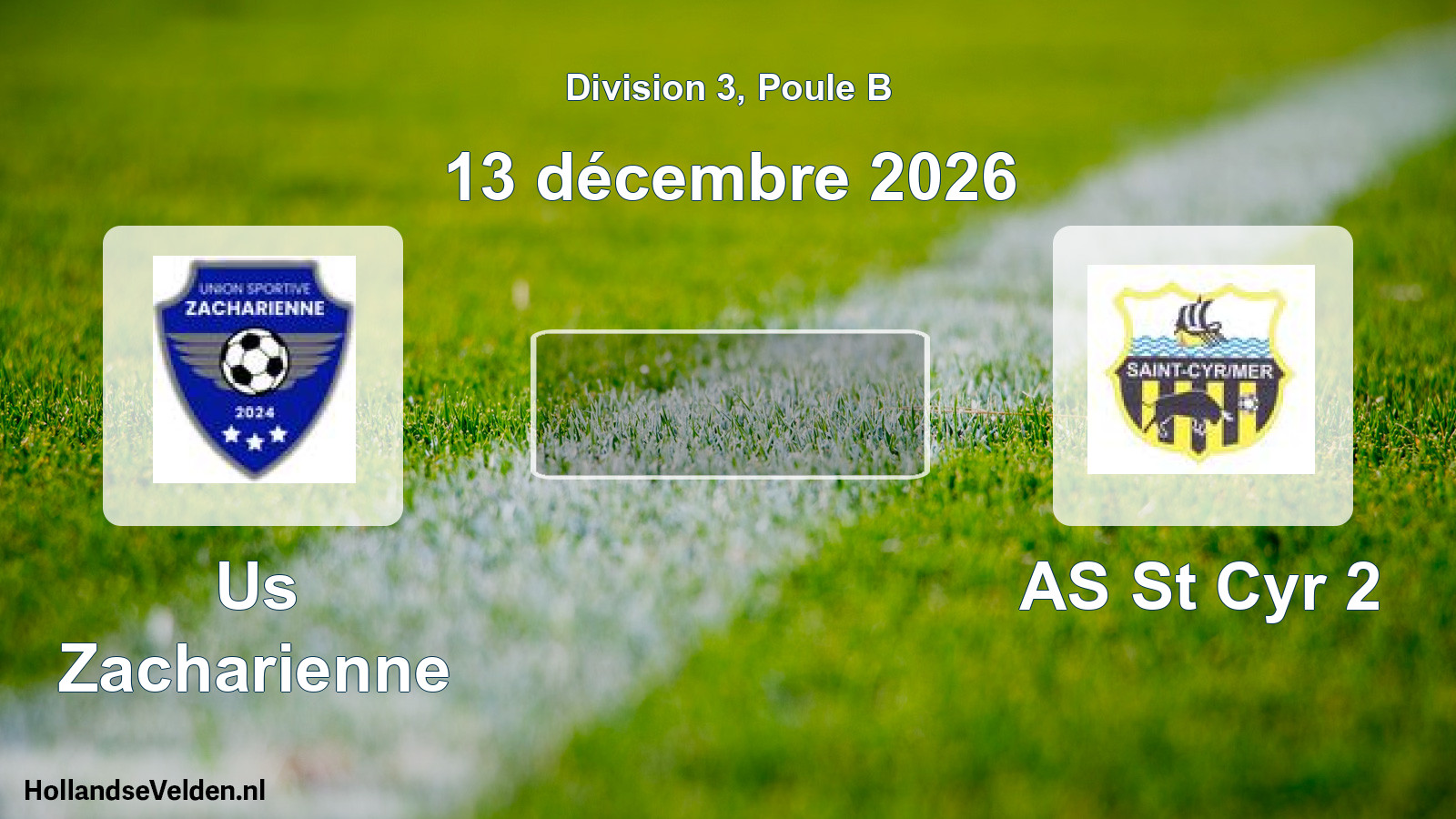 Match programmé: Us Zacharienne - AS St Cyr 2 (13 décembre 2026)