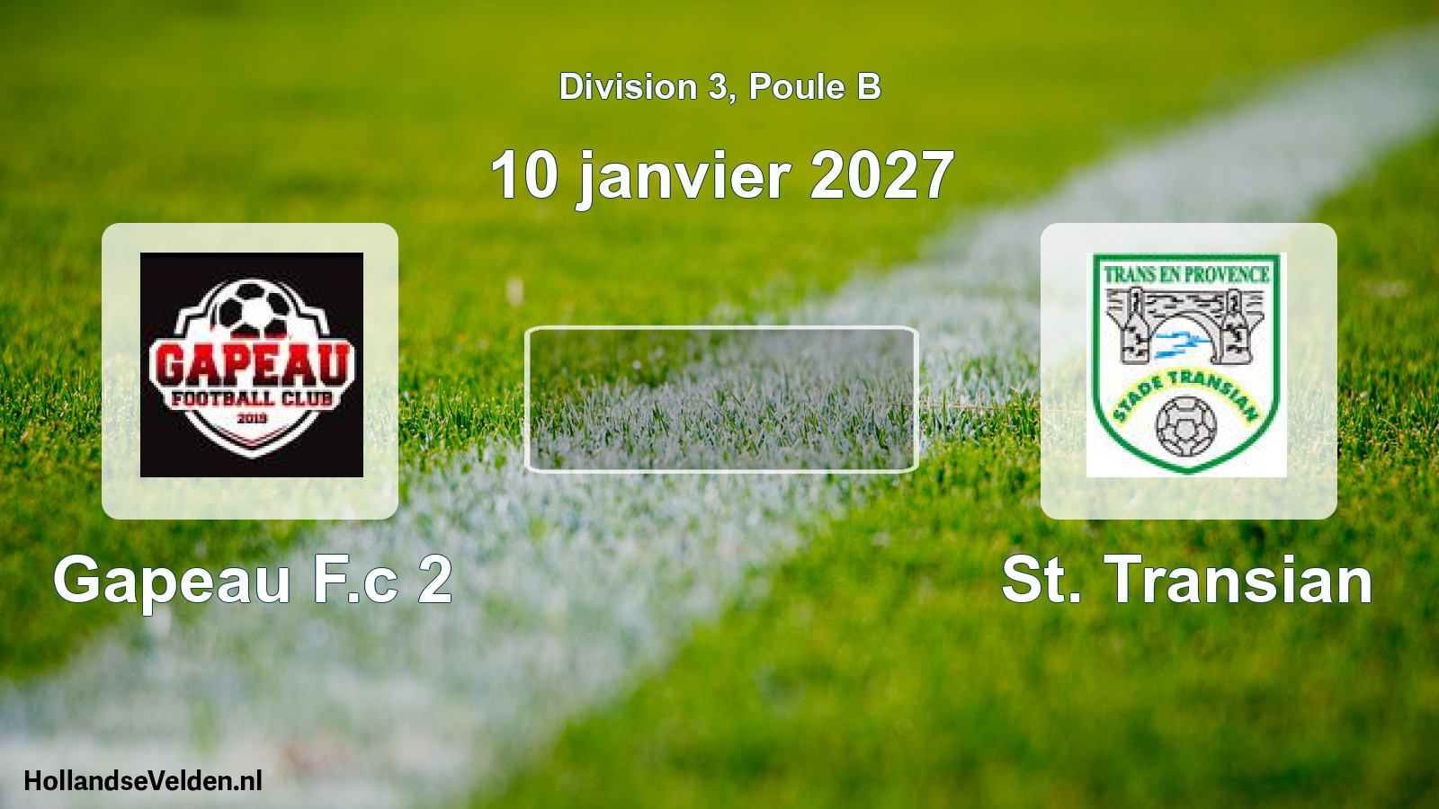 Geplande wedstrijd: Gapeau F.c 2 - St. Transian (10 januari 2027)