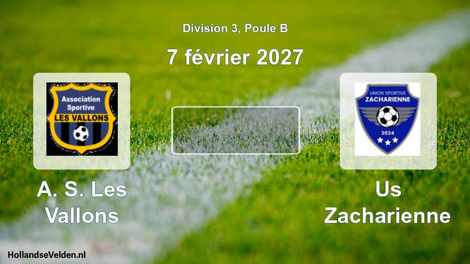 Match programmé: A. S. Les Vallons - Us Zacharienne (7 février 2027)