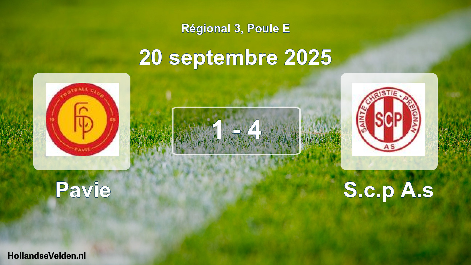 Gespeelde wedstrijd: Pavie - S.c.p A.s 1 - 4 (20 septembre 2025)