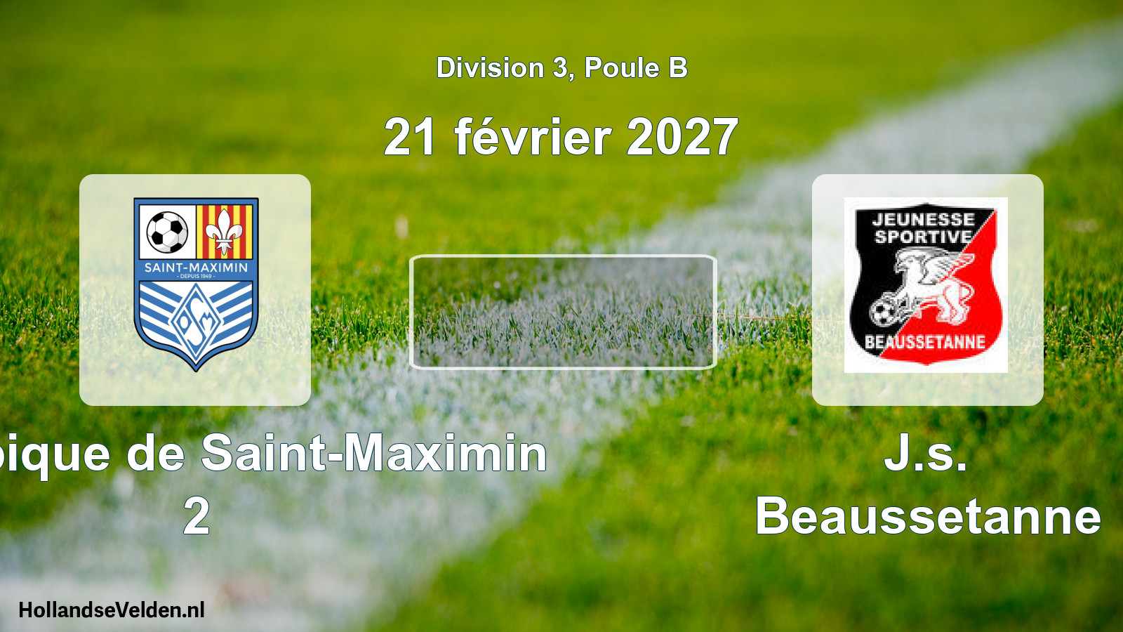 Match programmé: Olympique de Saint-Maximin 2 - J.s. Beaussetanne (21 février 2027)