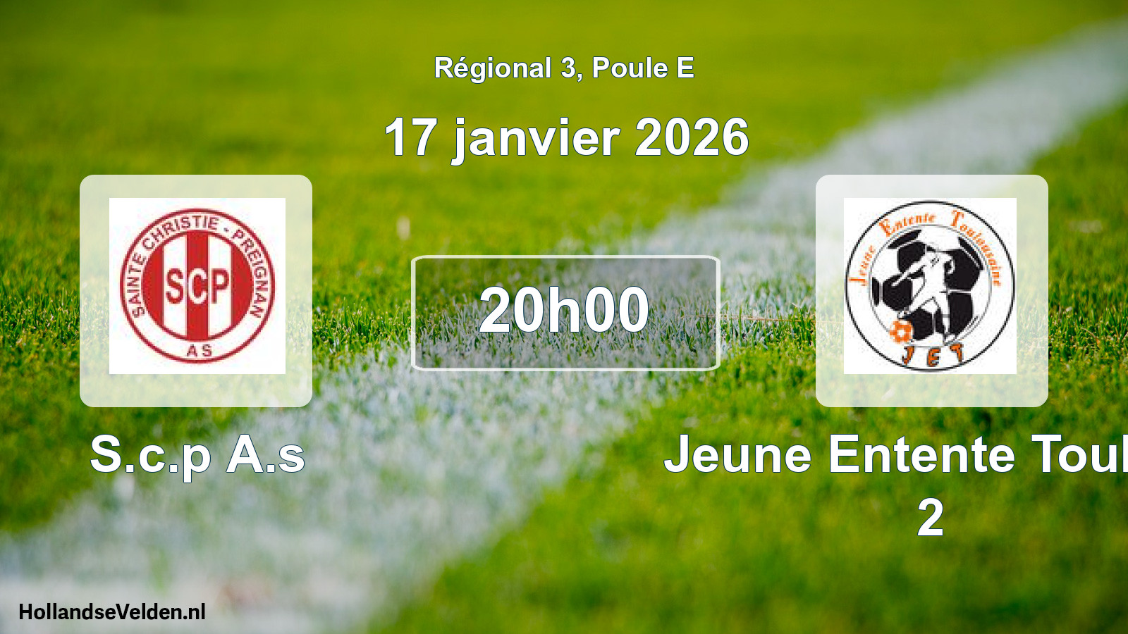 Geplande wedstrijd: S.c.p A.s - Jeune Entente Toulou 2 (17 janvier 2026)