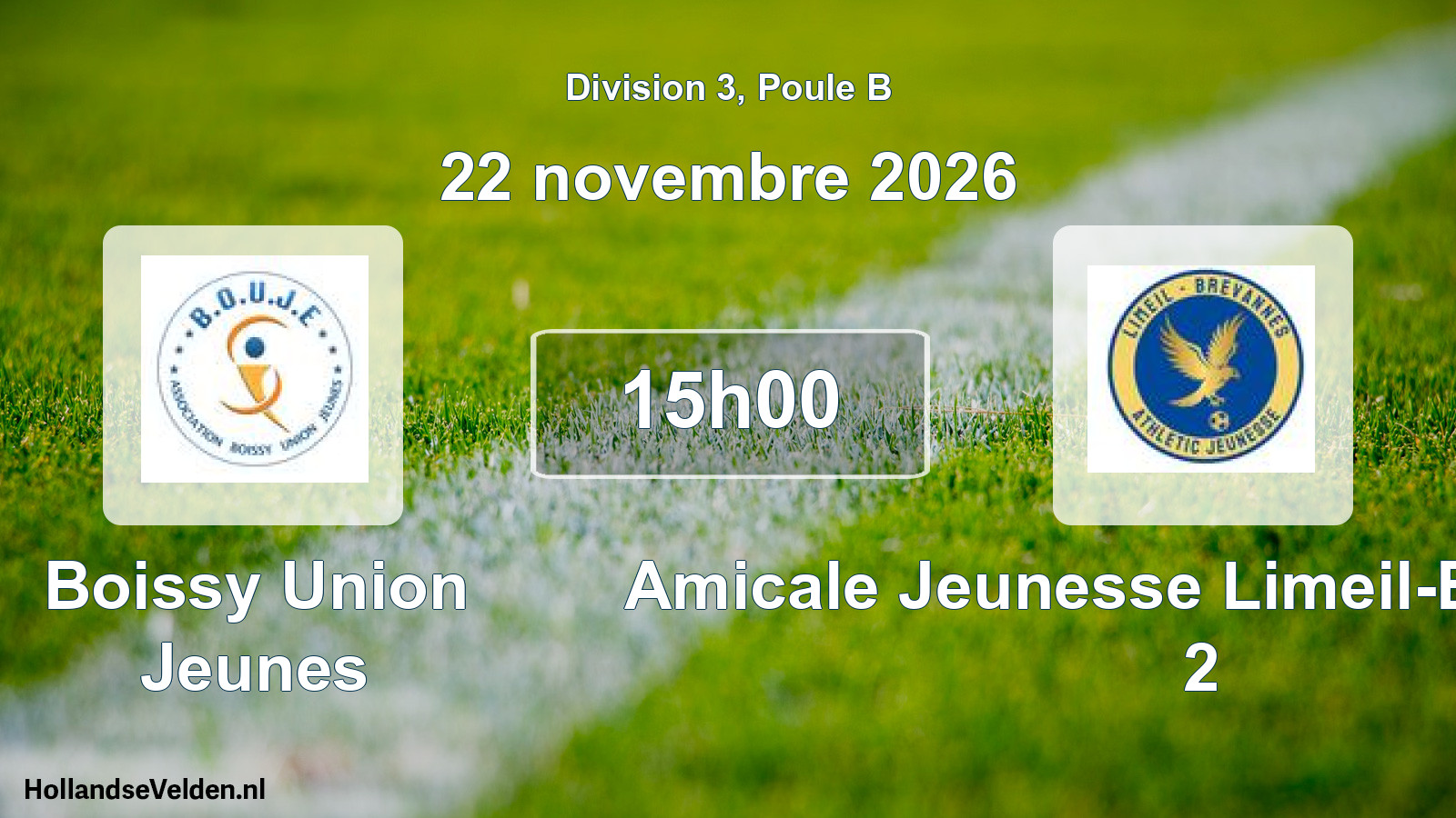 Scheduled Match: Boissy Union Jeunes - Amicale Jeunesse Limeil-Brevannes 2 (22 November 2026)
