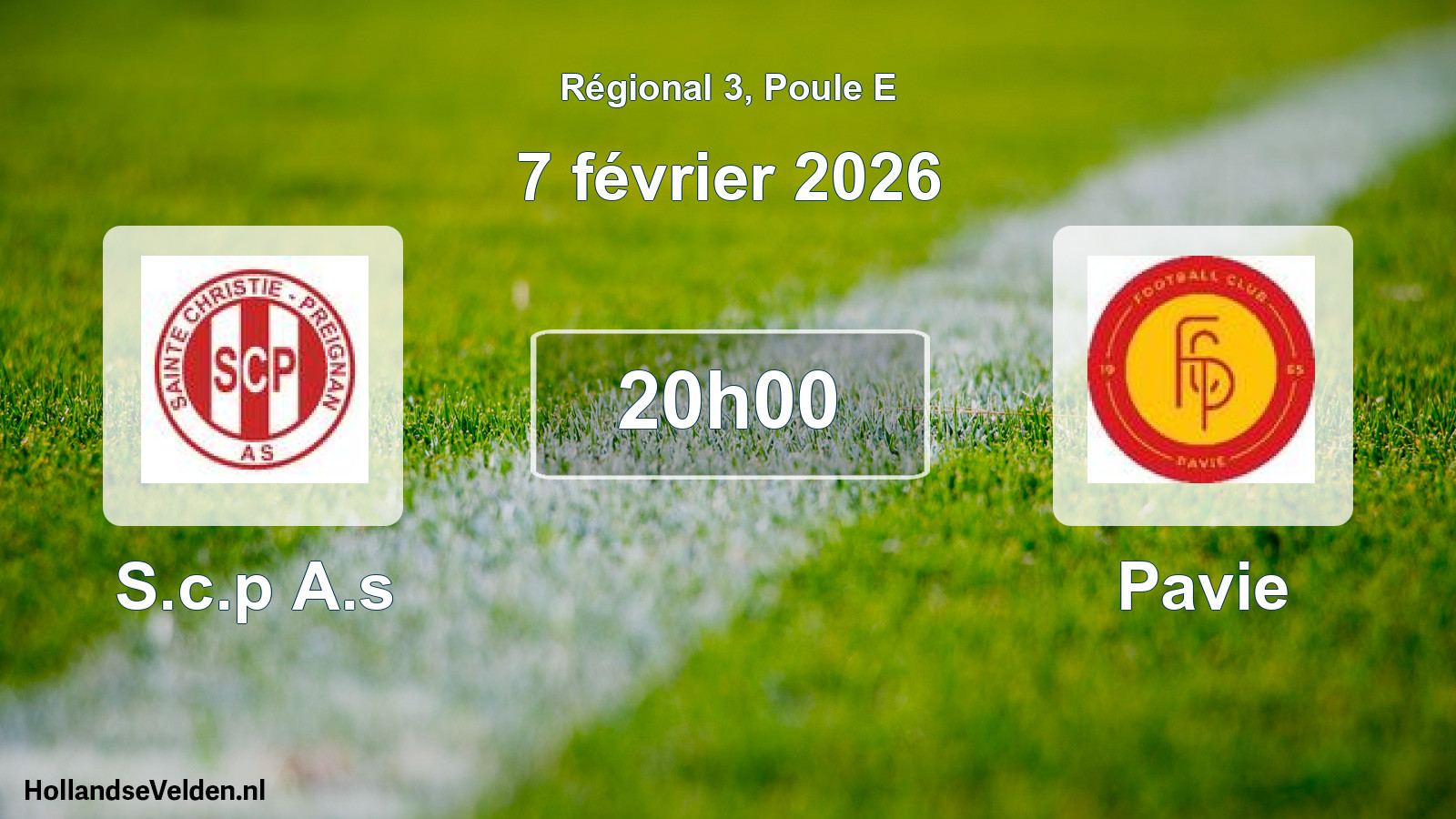 Geplande wedstrijd: S.c.p A.s - Pavie (7 février 2026)