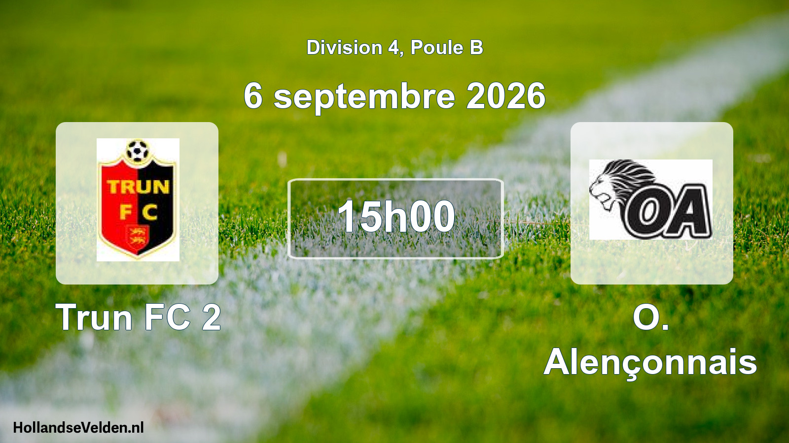 Match programmé: Trun FC 2 - O. Alençonnais (6 septembre 2026)