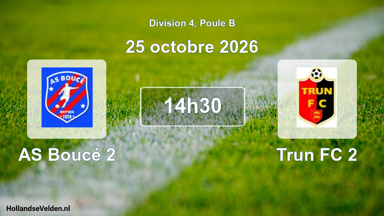 Match programmé: AS Boucé 2 - Trun FC 2 (25 octobre 2026)