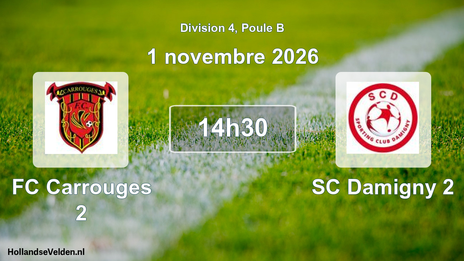 Match programmé: FC Carrouges 2 - SC Damigny 2 (1 novembre 2026)