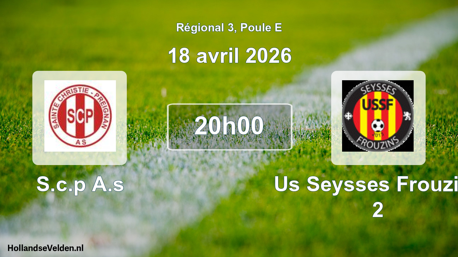 Geplande wedstrijd: S.c.p A.s - Us Seysses Frouzins 2 (18 avril 2026)