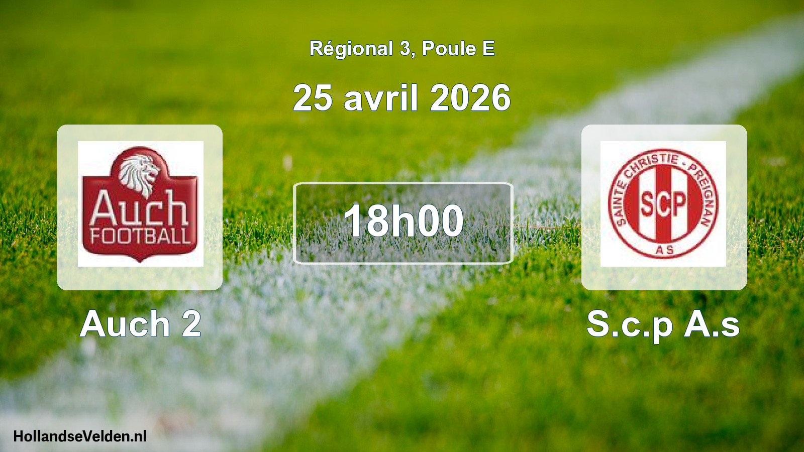 Geplande wedstrijd: Auch 2 - S.c.p A.s (25 avril 2026)