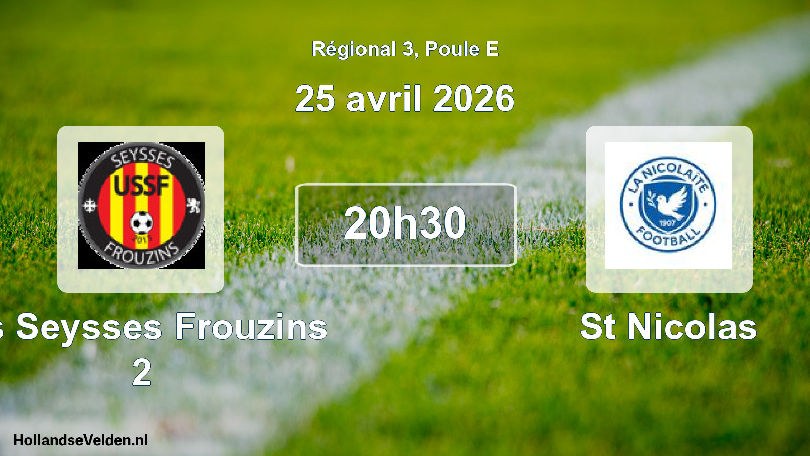Geplande wedstrijd: Us Seysses Frouzins 2 - St Nicolas (25 avril 2026)