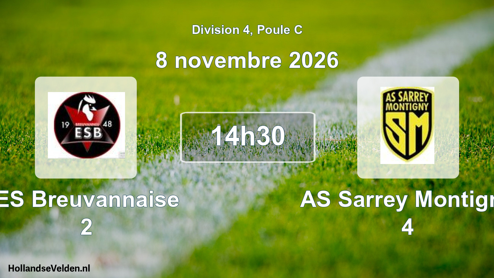 Match programmé: ES Breuvannaise 2 - AS Sarrey Montigny 4 (8 novembre 2026)
