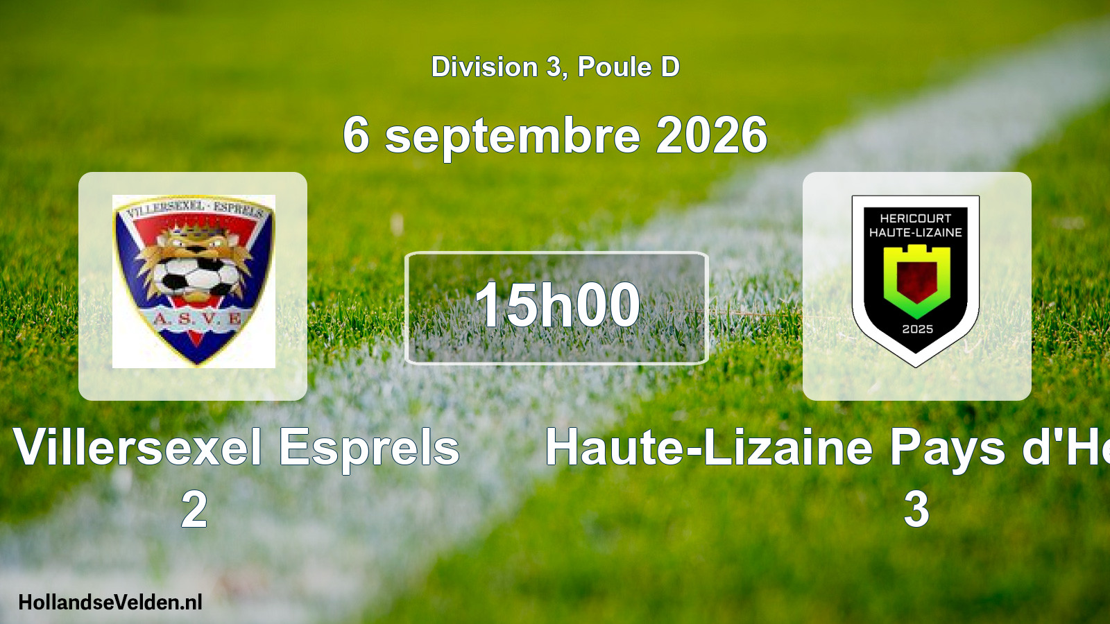 Scheduled Match: AS Villersexel Esprels 2 - Haute-Lizaine Pays d'Héricourt 3 (6 September 2026)