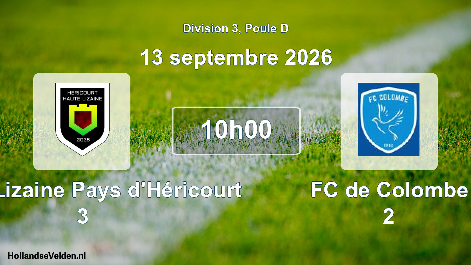 Match programmé: Haute-Lizaine Pays d'Héricourt 3 - FC de Colombe 2 (13 septembre 2026)