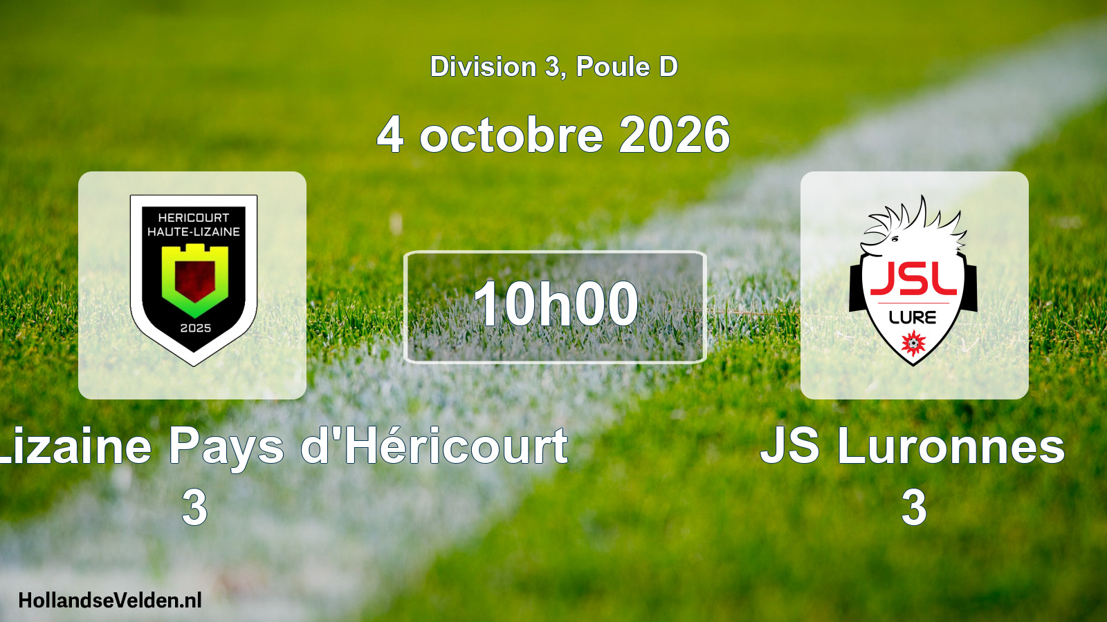 Geplande wedstrijd: Haute-Lizaine Pays d'Héricourt 3 - JS Luronnes 3 (4 oktober 2026)