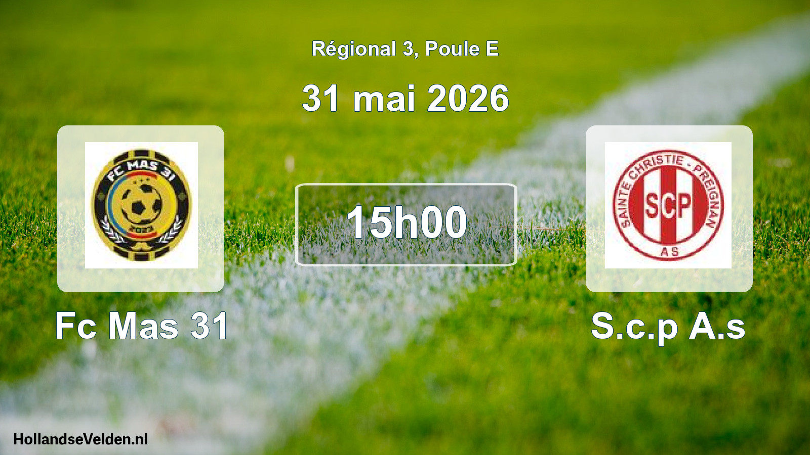Geplande wedstrijd: Fc Mas 31 - S.c.p A.s (31 mei 2026)