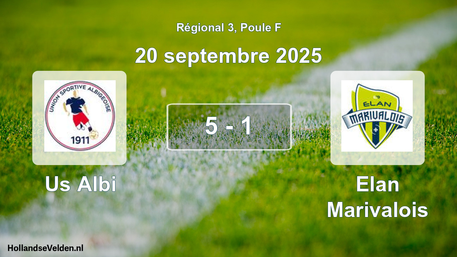 Gespeelde wedstrijd: Us Albi - Elan Marivalois 5 - 1 (20 september 2025)