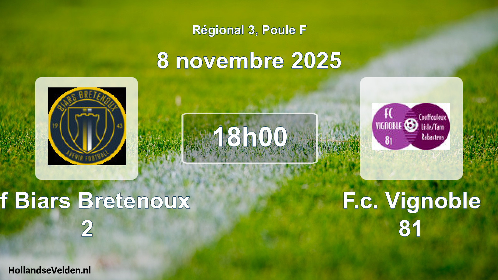 Geplande wedstrijd: Af Biars Bretenoux 2 - F.c. Vignoble 81 (8 november 2025)
