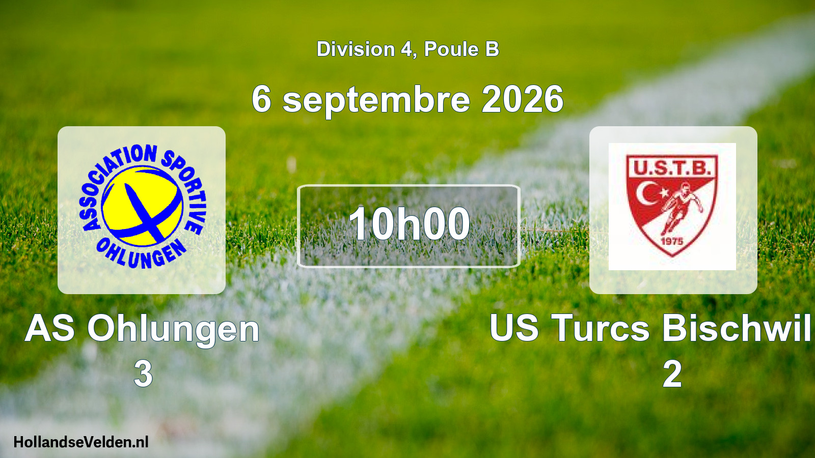 Match programmé: AS Ohlungen 3 - US Turcs Bischwiller 2 (6 septembre 2026)