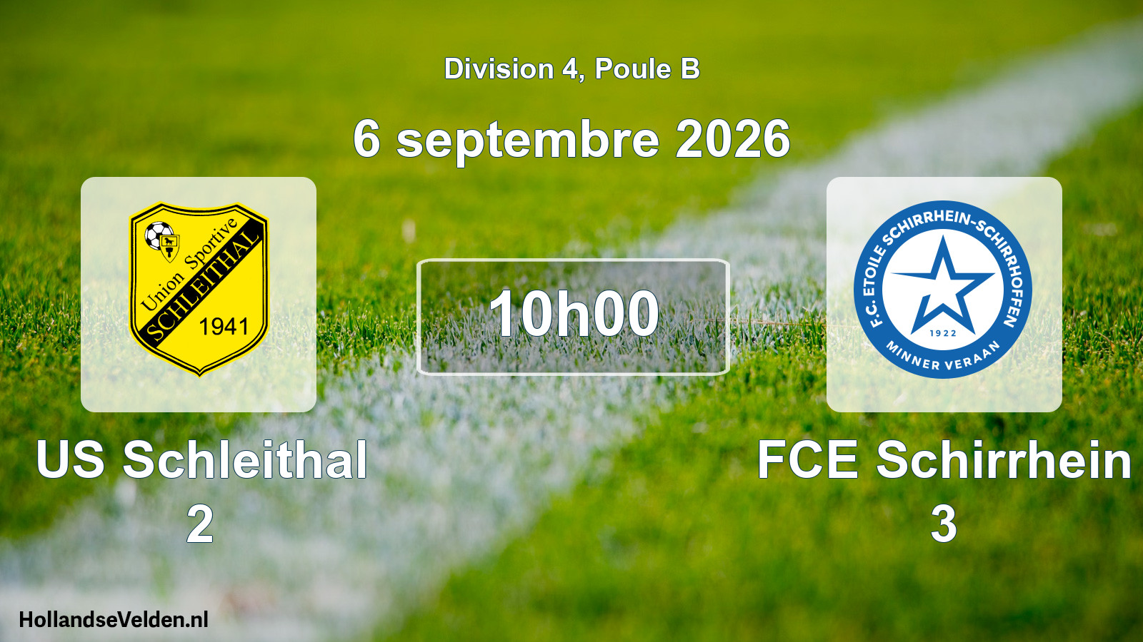 Match programmé: US Schleithal 2 - FCE Schirrhein 3 (6 septembre 2026)