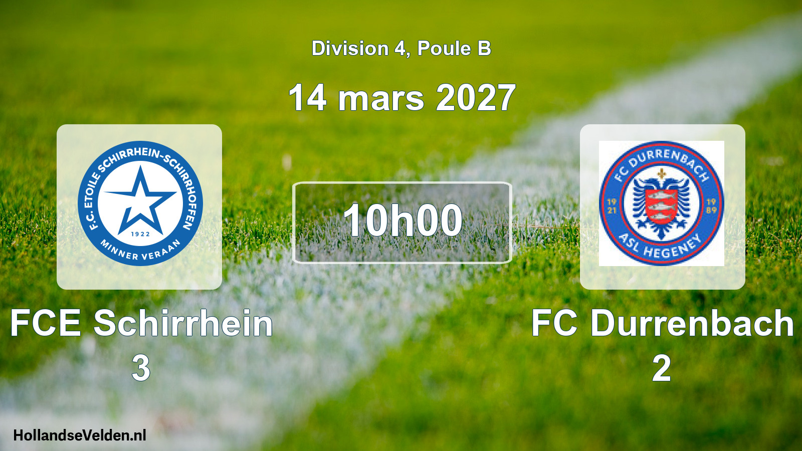 Scheduled Match: FCE Schirrhein 3 - FC Durrenbach 2 (14 March 2027)