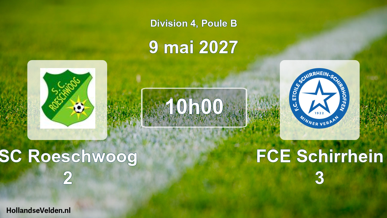 Match programmé: SC Roeschwoog 2 - FCE Schirrhein 3 (9 mai 2027)