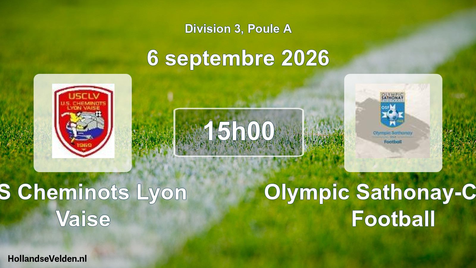 Match programmé: US Cheminots Lyon Vaise - Olympic Sathonay-Camp Football (6 septembre 2026)