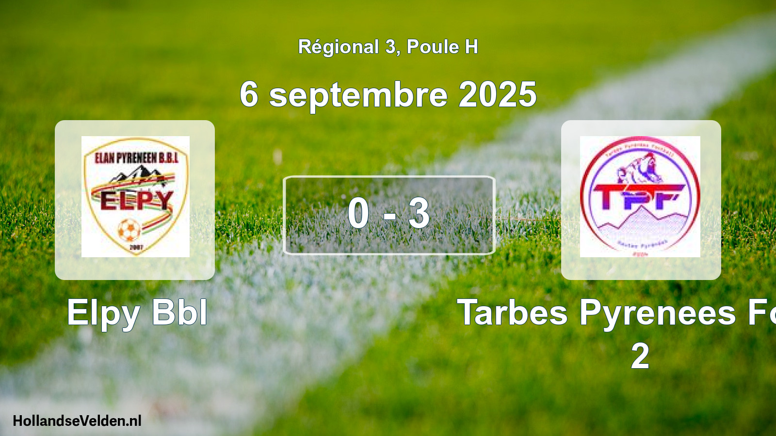 Gespeelde wedstrijd: Elpy Bbl - Tarbes Pyrenees Foot 2 0 - 3 (6 septembre 2025)