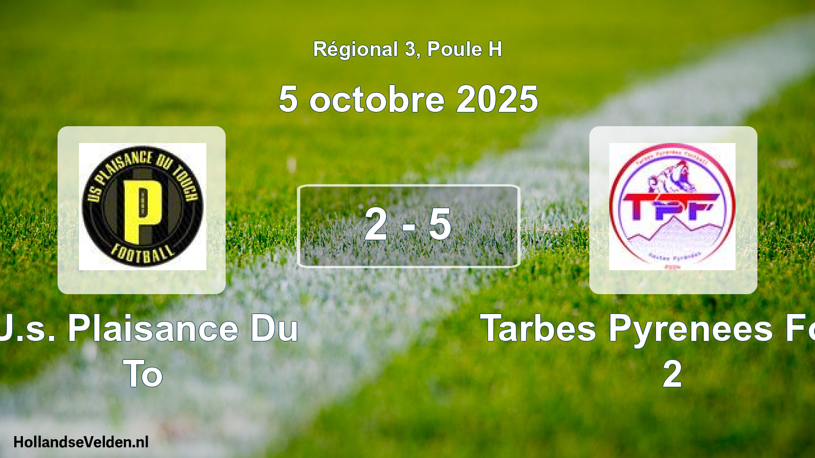 Gespeelde wedstrijd: U.s. Plaisance Du To - Tarbes Pyrenees Foot 2 2 - 5 (5 octobre 2025)