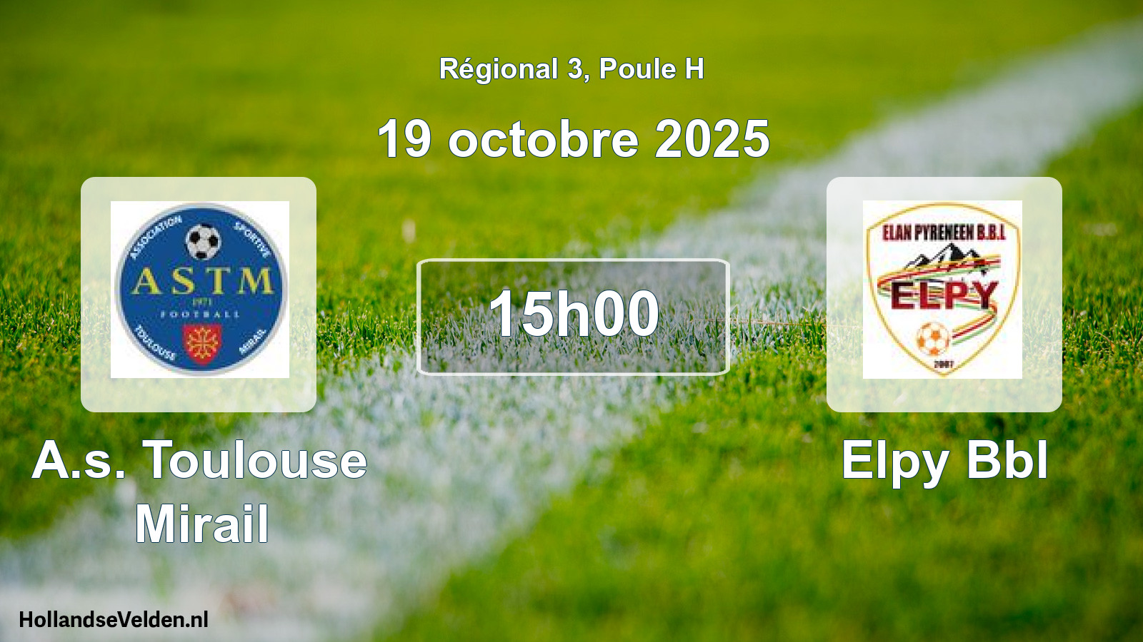 Geplande wedstrijd: A.s. Toulouse Mirail - Elpy Bbl (19 octobre 2025)