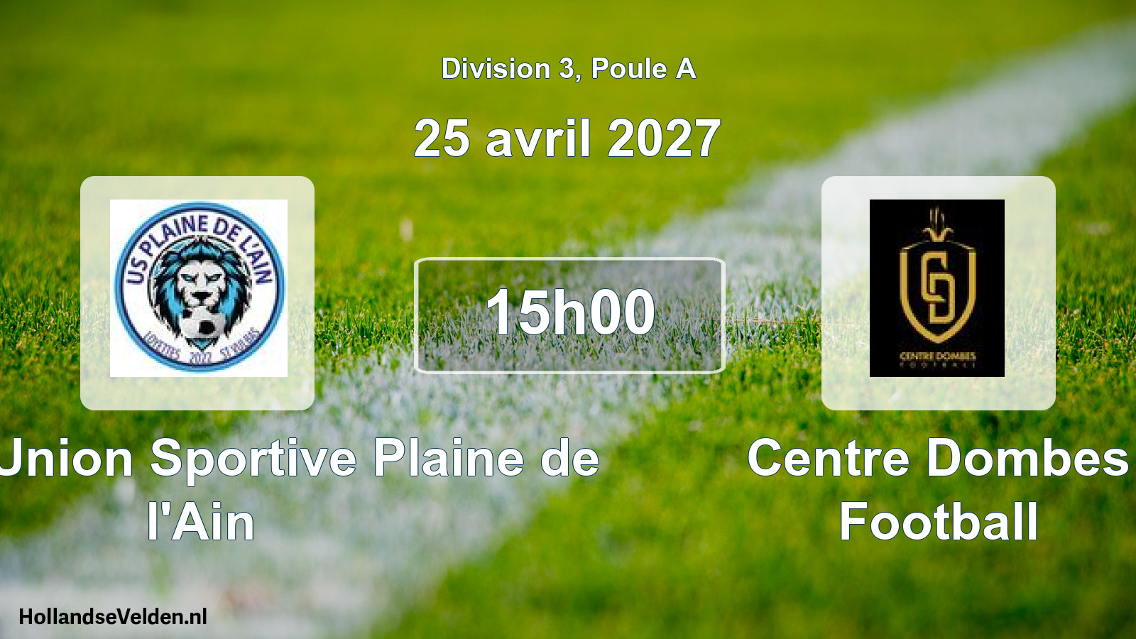 Scheduled Match: USPA - Union Sportive Plaine de l'Ain - Centre Dombes Football (25 April 2027)