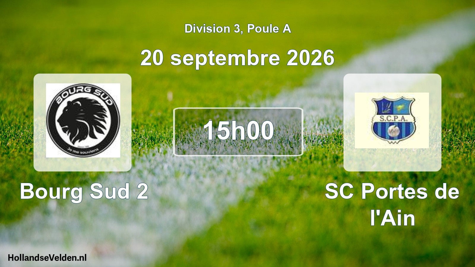 Scheduled Match: Bourg Sud 2 - SC Portes de l'Ain (20 September 2026)