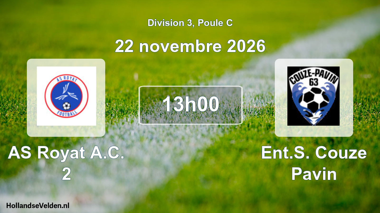 Scheduled Match: AS Royat A.C. 2 - Ent.S. Couze Pavin (22 November 2026)