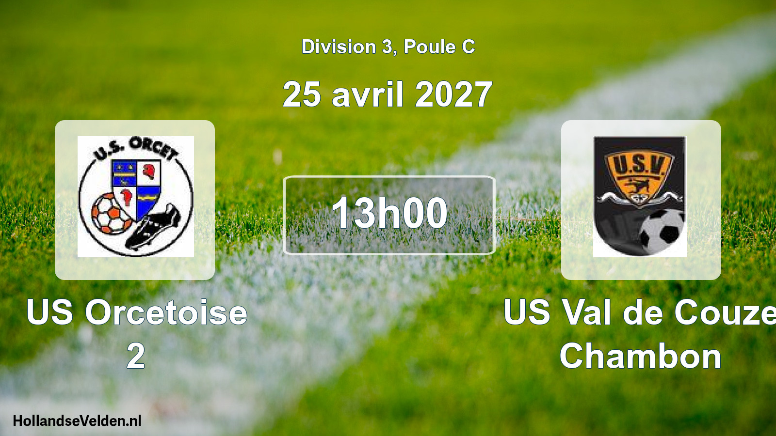 Match programmé: US Orcetoise 2 - US Val de Couze Chambon (25 avril 2027)