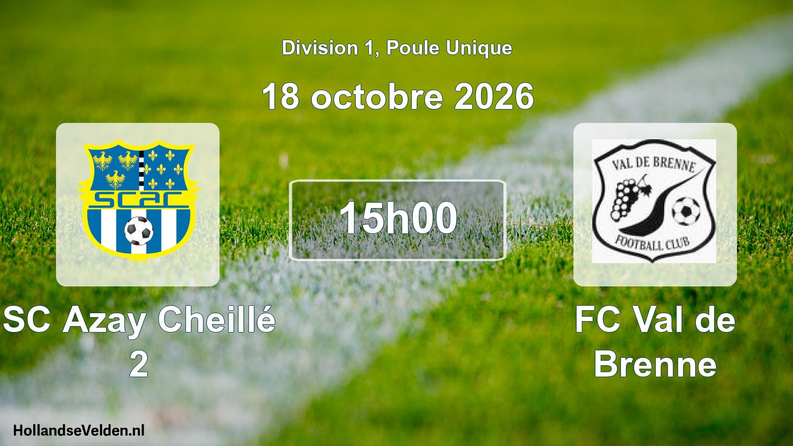 Match programmé: SC Azay Cheillé 2 - FC Val de Brenne (18 octobre 2026)