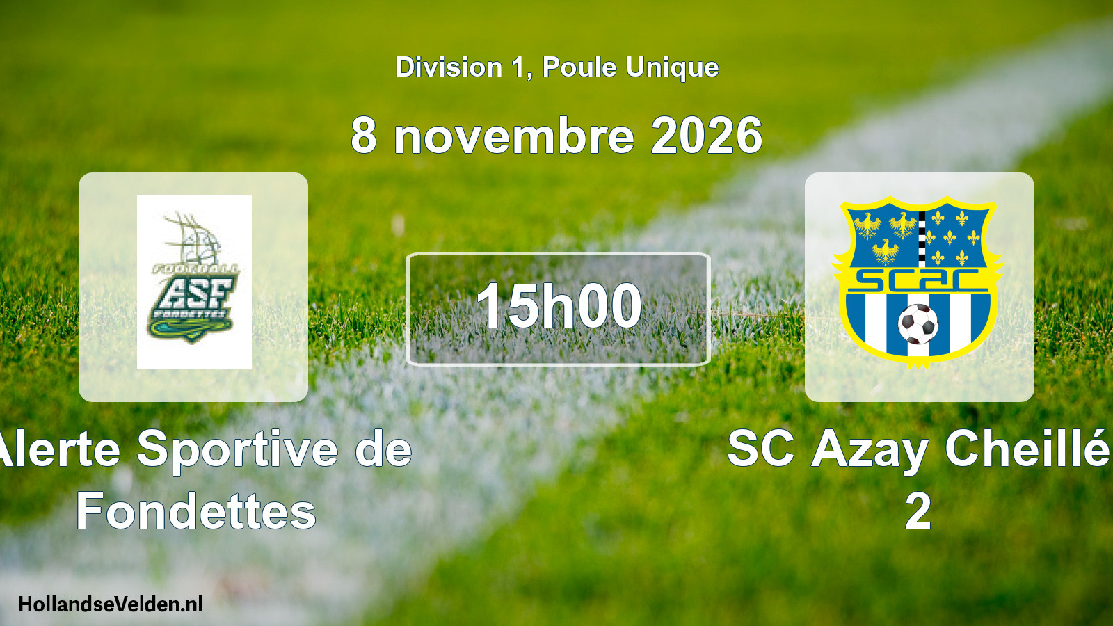 Match programmé: Alerte Sportive de Fondettes - SC Azay Cheillé 2 (8 novembre 2026)