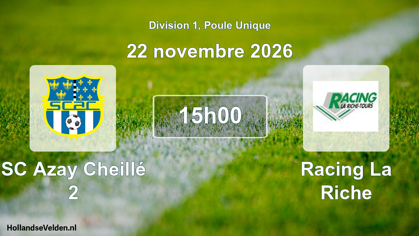 Match programmé: SC Azay Cheillé 2 - Racing La Riche (22 novembre 2026)
