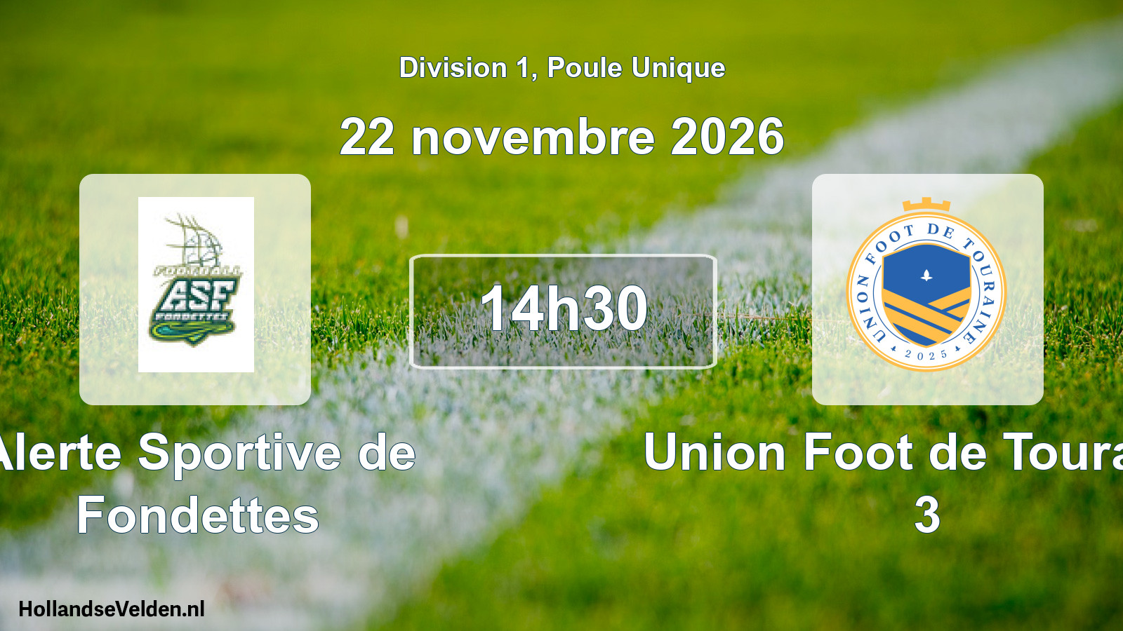 Match programmé: Alerte Sportive de Fondettes - Union Foot de Touraine 3 (22 novembre 2026)