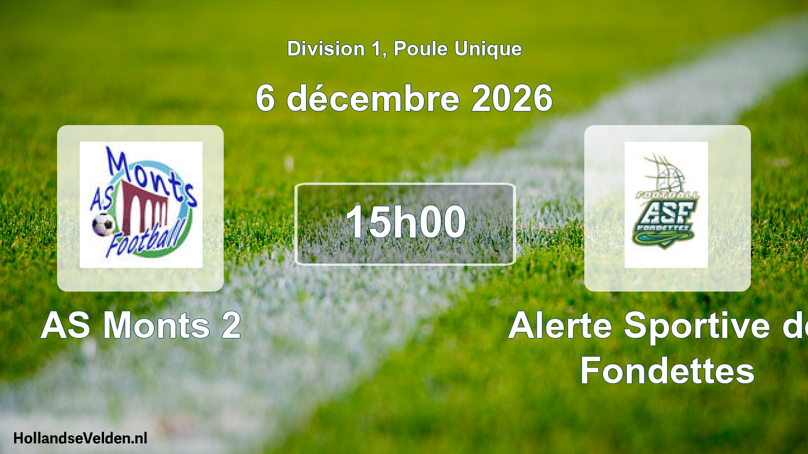 Match programmé: AS Monts 2 - Alerte Sportive de Fondettes (6 décembre 2026)