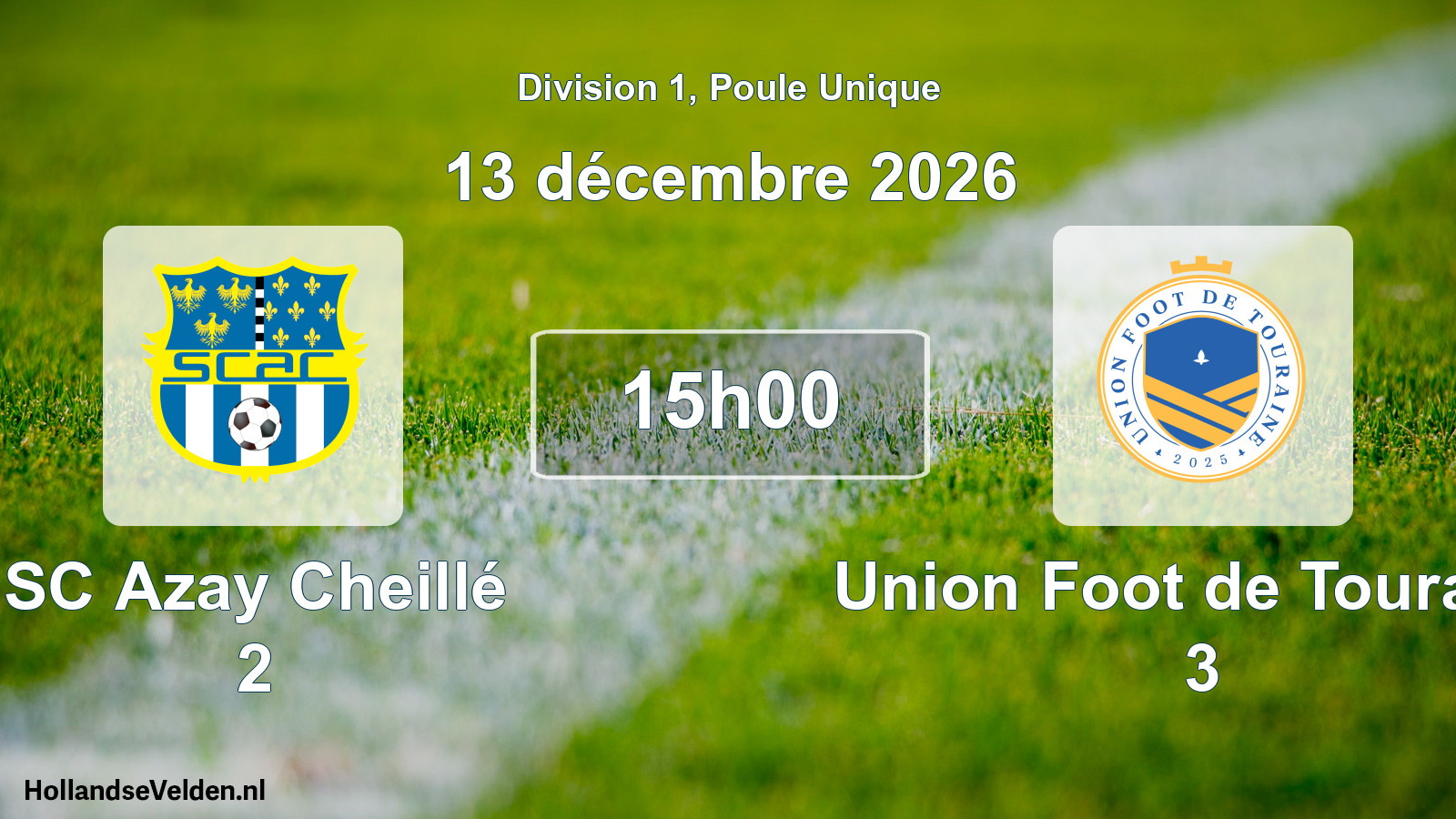 Match programmé: SC Azay Cheillé 2 - Union Foot de Touraine 3 (13 décembre 2026)