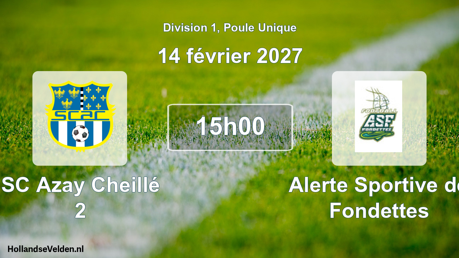 Match programmé: SC Azay Cheillé 2 - Alerte Sportive de Fondettes (14 février 2027)