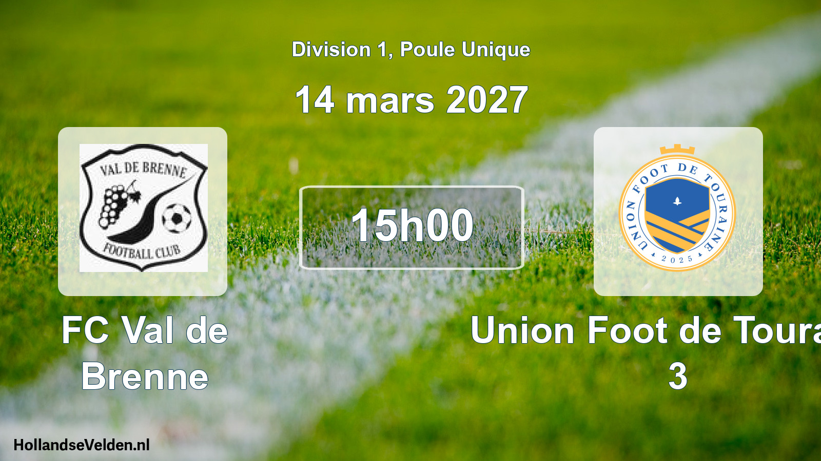 Match programmé: FC Val de Brenne - Union Foot de Touraine 3 (14 mars 2027)