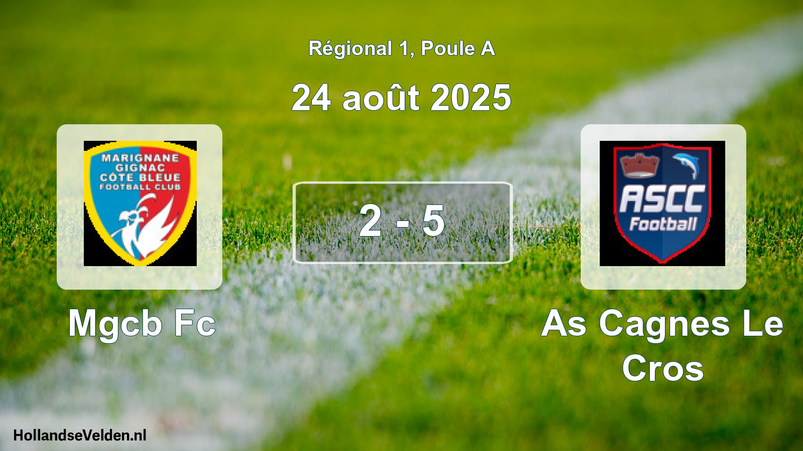 Gespeelde wedstrijd: Mgcb Fc - As Cagnes Le Cros 2 - 5 (24 août 2025)