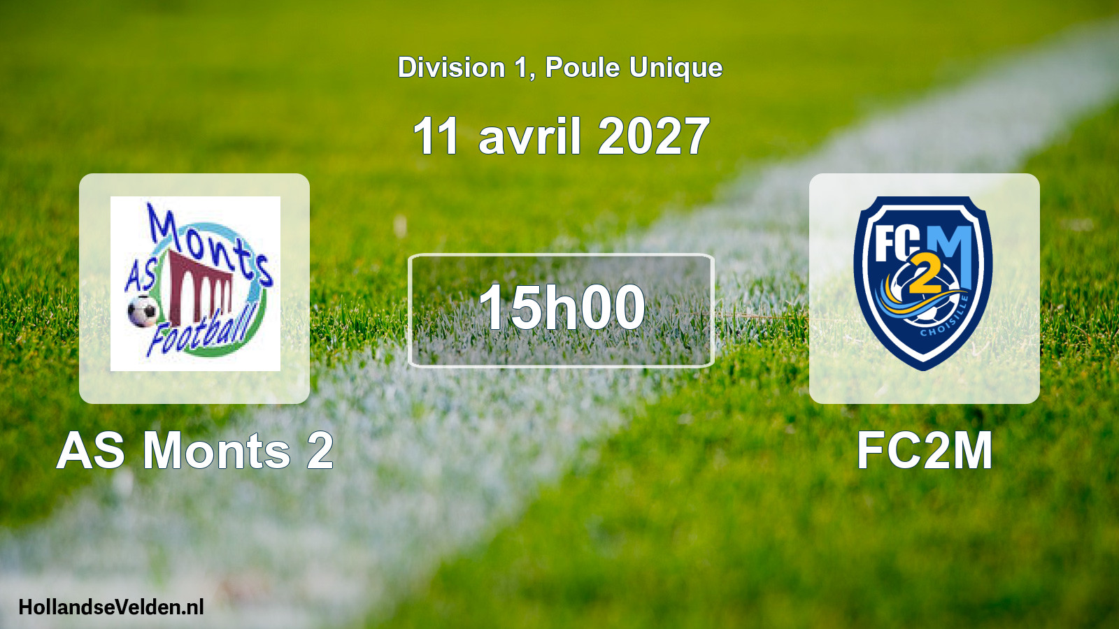 Match programmé: AS Monts 2 - FC2M (11 avril 2027)