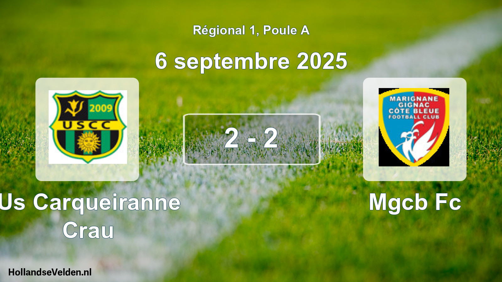 Gespeelde wedstrijd: Us Carqueiranne Crau - Mgcb Fc 2 - 2 (6 septembre 2025)