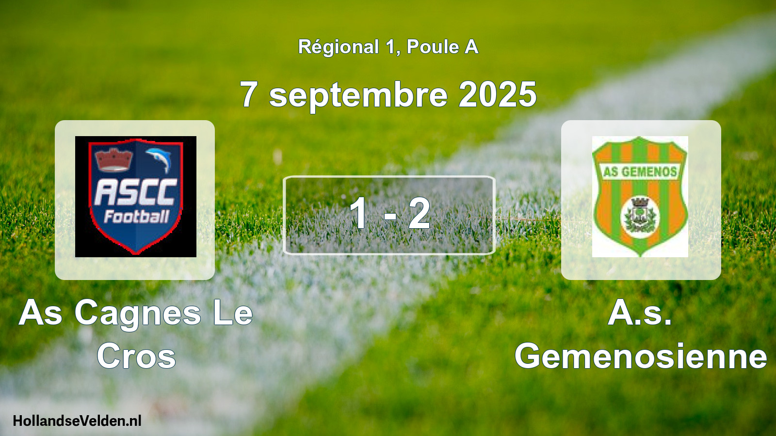 Gespeelde wedstrijd: As Cagnes Le Cros - A.s. Gemenosienne 1 - 2 (7 september 2025)