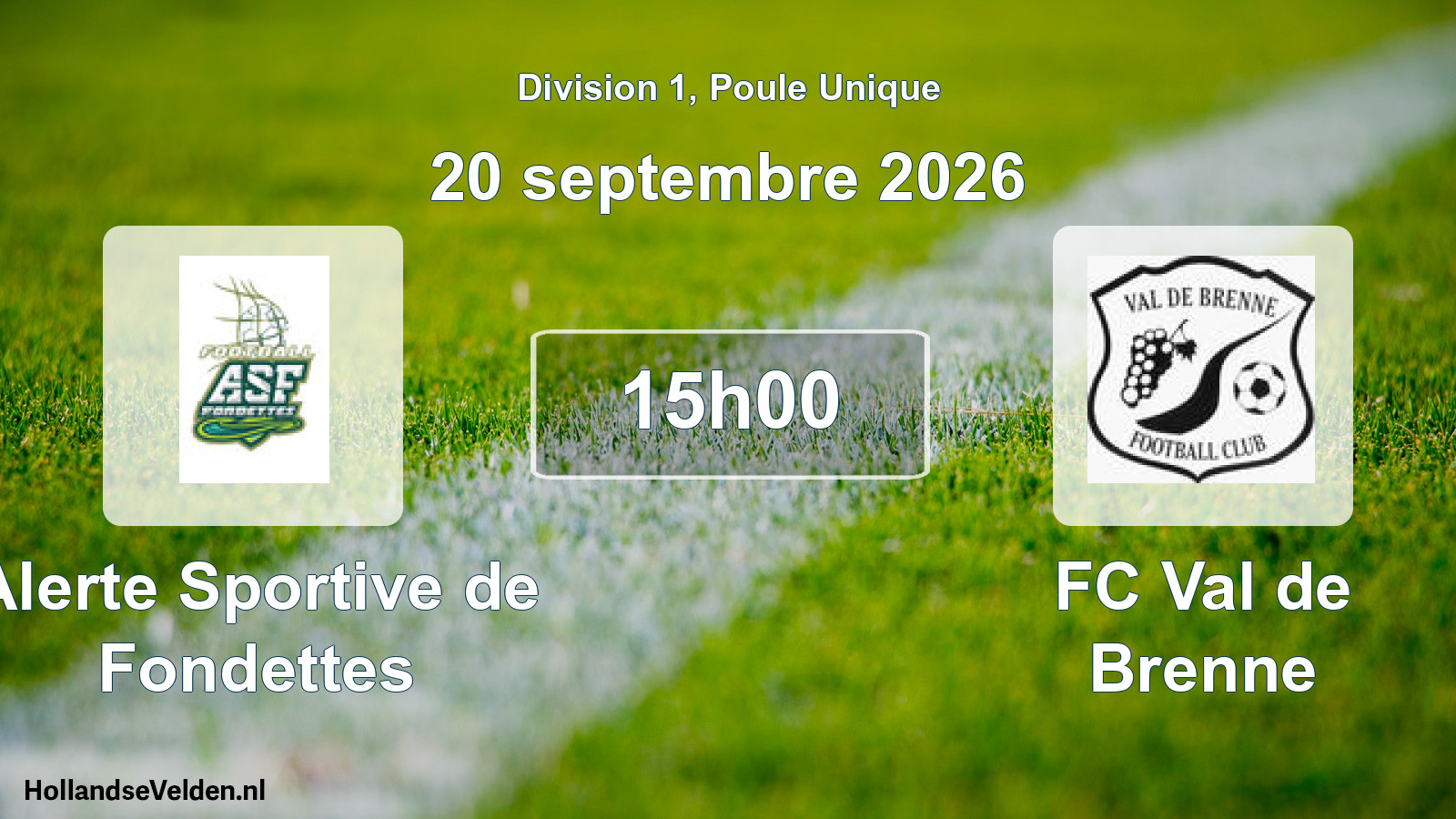 Match programmé: Alerte Sportive de Fondettes - FC Val de Brenne (20 septembre 2026)